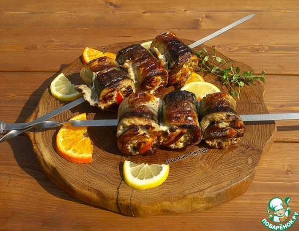 Шашлык из скумбрии с апельсином