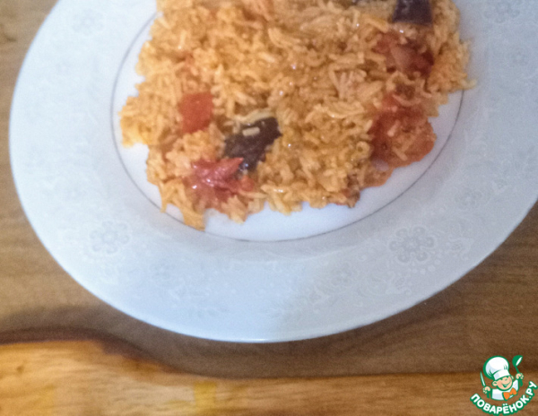 Острый рис с баклажанами и помидорами Острый рис с баклажанами и помидорами