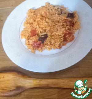 Острый рис с баклажанами и помидорами Острый рис с баклажанами и помидорами