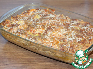 Запеканка с картофелем, кабачками, мясным фаршем