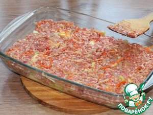 Запеканка с картофелем, кабачками, мясным фаршем