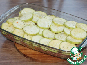 Запеканка с картофелем, кабачками, мясным фаршем