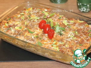 Запеканка с картофелем, кабачками, мясным фаршем